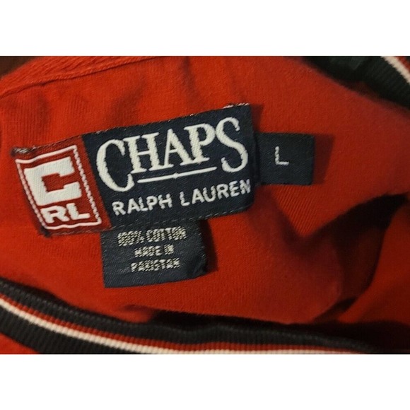 Vintage Chaps Ralph Lauren T Shirt Size Large Red 90s Y2K Embroidered - Picture 5 of 7